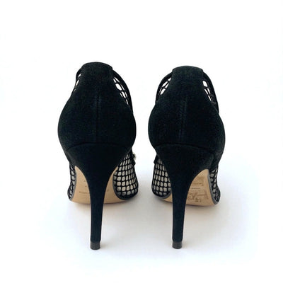 セルジオロッシ sergio rossi SR1 パンプス 靴 シューズ メッシュ スエード ブラック 黒 ビジュー パーティーシューズ
