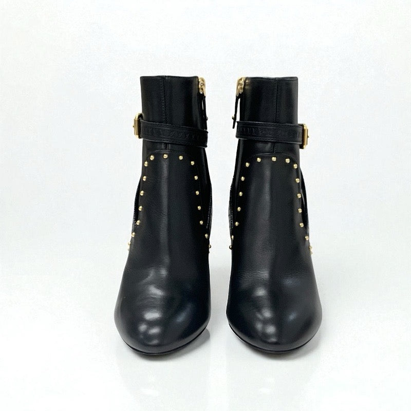 ルイヴィトン LOUIS VUITTON シルエットライン モノグラム ブーツ ショートブーツ 靴 シューズ レザー ブラック ブラウン アンクルブーツ LVロゴ ベルト スタッズ