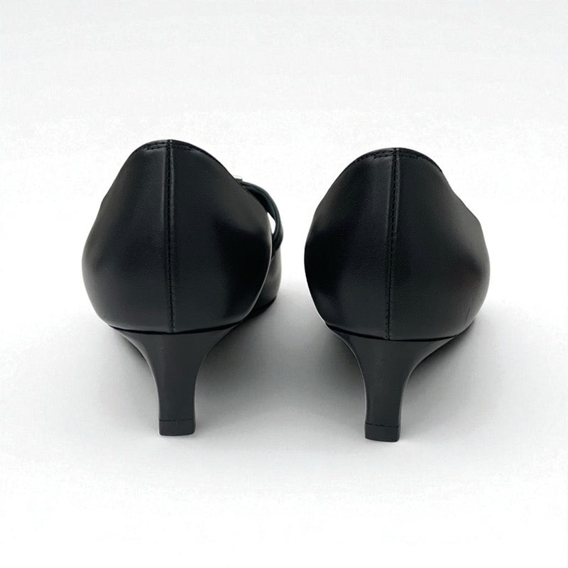 エルメス HERMES キアラ40 パンプス 靴 シューズ レザー ブラック 黒 シルバー ケリー金具