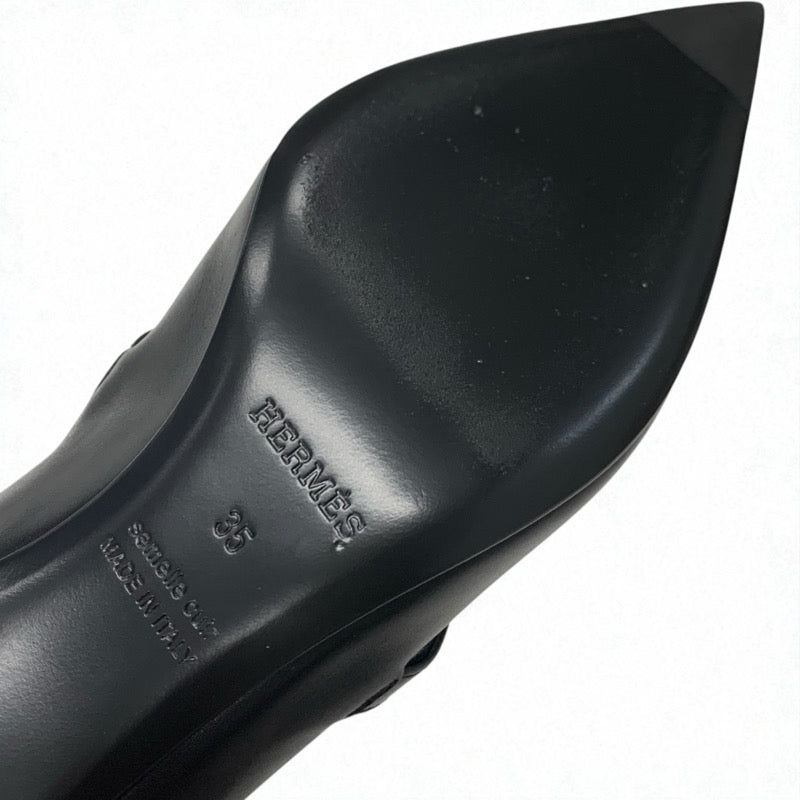 エルメス HERMES キアラ40 パンプス 靴 シューズ レザー ブラック 黒 シルバー ケリー金具