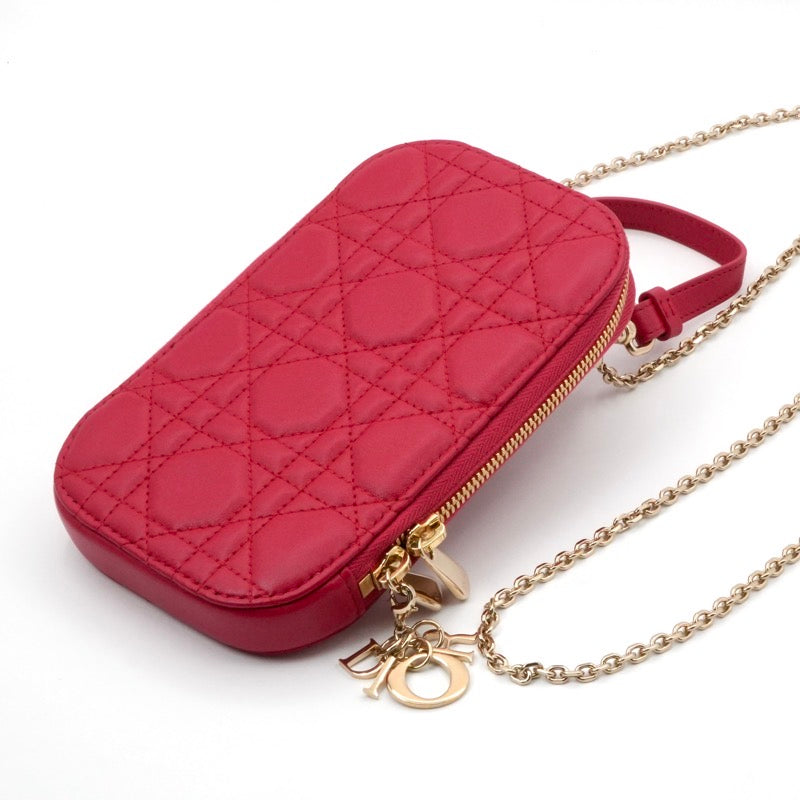 クリスチャンディオール CHRISTIAN DIOR 携帯・スマホアクセサリー レッド ゴールド レディディオール カナージュ Call'in Dior フォンホルダーフォンケース モバイルポーチ ポシェット