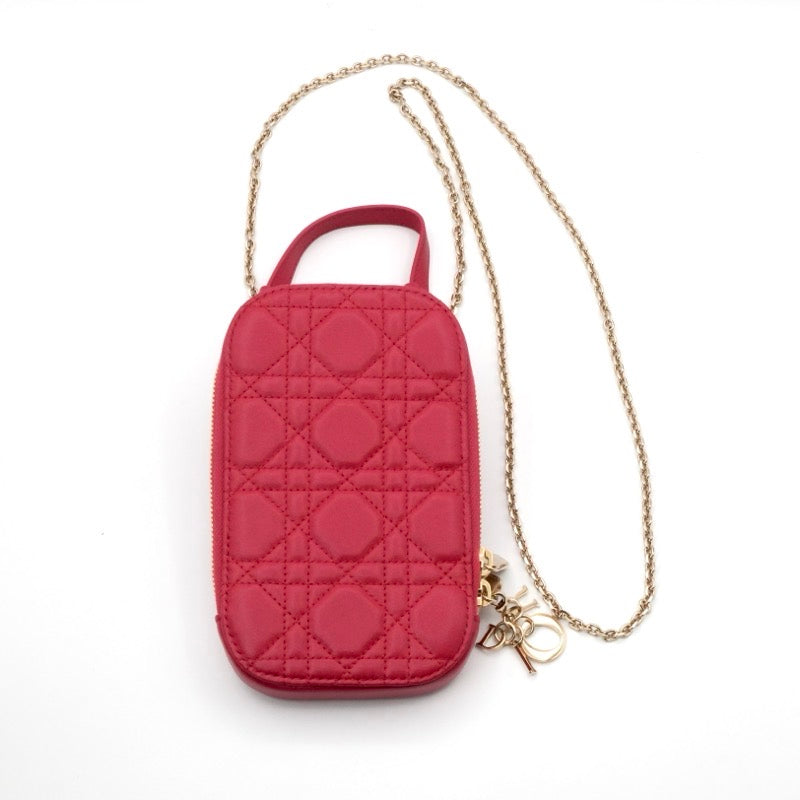 クリスチャンディオール CHRISTIAN DIOR 携帯・スマホアクセサリー レッド ゴールド レディディオール カナージュ Call'in Dior フォンホルダーフォンケース モバイルポーチ ポシェット