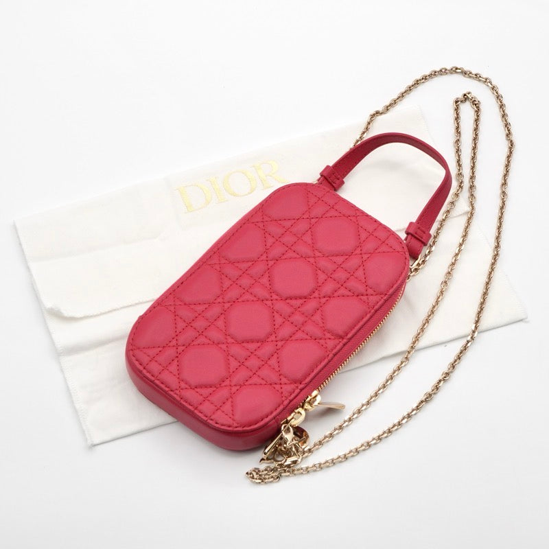 クリスチャンディオール CHRISTIAN DIOR 携帯・スマホアクセサリー レッド ゴールド レディディオール カナージュ Call'in Dior フォンホルダーフォンケース モバイルポーチ ポシェット