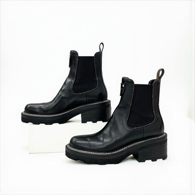 ルイヴィトン LOUIS VUITTON ボブールライン ブーツ ショートブーツ 靴 シューズ レザー ブラック ブラウン LVロゴ モノグラム アンクルブーツ