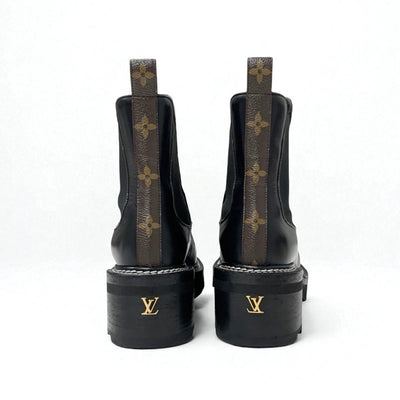 ルイヴィトン LOUIS VUITTON ボブールライン ブーツ ショートブーツ 靴 シューズ レザー ブラック ブラウン LVロゴ モノグラム アンクルブーツ