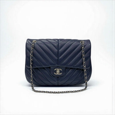 シャネル CHANEL バッグ ショルダーバッグ キャビアスキン ネイビー ターンロック ココマーク シングルフラップ チェーン