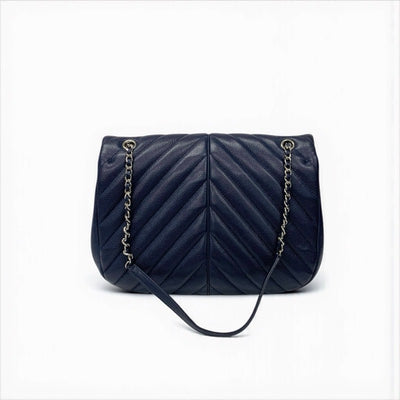 シャネル CHANEL バッグ ショルダーバッグ キャビアスキン ネイビー ターンロック ココマーク シングルフラップ チェーン
