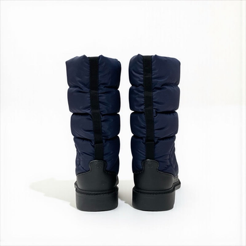 シャネル CHANEL ブーツ ロングブーツ 靴 シューズ ナイロン ネイビー ブラック ココマーク スノーブーツ ミディアムブーツ