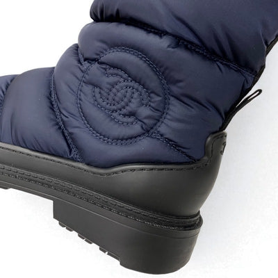 シャネル CHANEL ブーツ ロングブーツ 靴 シューズ ナイロン ネイビー ブラック ココマーク スノーブーツ ミディアムブーツ