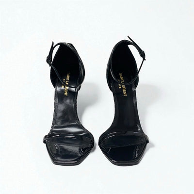 サンローラン SAINT LAURENT オピウム サンダル 靴 シューズ パテント ブラック 黒 YSLロゴヒール ストラップ