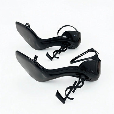 サンローラン SAINT LAURENT オピウム サンダル 靴 シューズ パテント ブラック 黒 YSLロゴヒール ストラップ