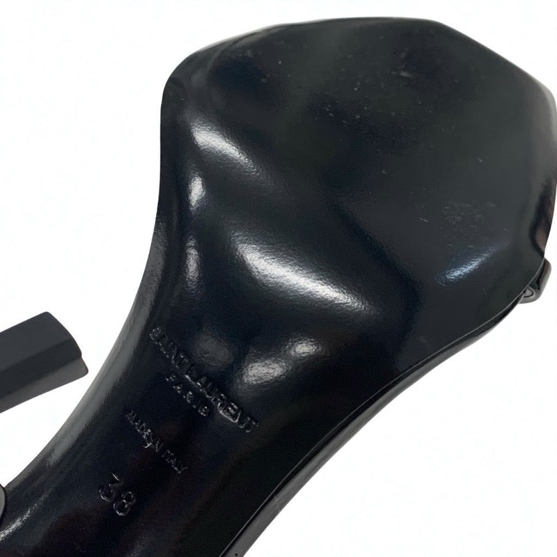 サンローラン SAINT LAURENT オピウム サンダル 靴 シューズ パテント ブラック 黒 YSLロゴヒール ストラップ