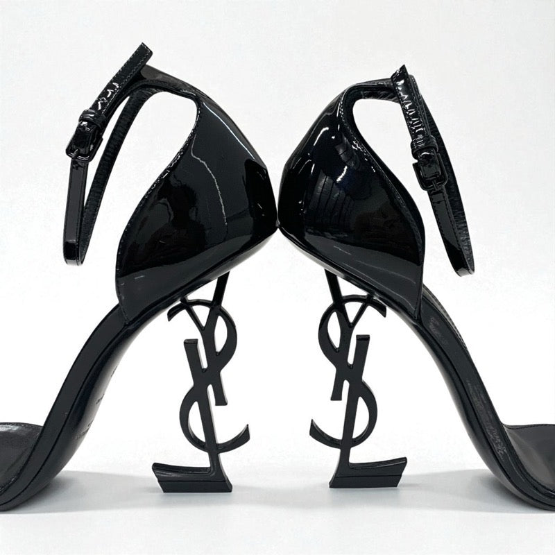 サンローラン SAINT LAURENT オピウム サンダル 靴 シューズ パテント ブラック 黒 YSLロゴヒール ストラップ