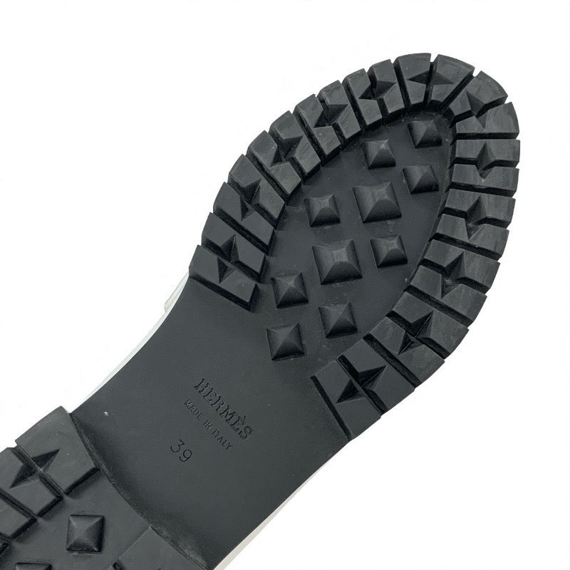 エルメス HERMES フォーブル ローファー 革靴 靴 シューズ レザー ホワイト 白 シルバー H金具 フラットシューズ