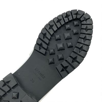 エルメス HERMES フォーブル ローファー 革靴 靴 シューズ レザー ホワイト 白 シルバー H金具 フラットシューズ