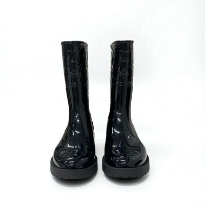 ルイヴィトン LOUIS VUITTON ドロップスライン モノグラム ブーツ ショートブーツ 靴 シューズ ラバー ブラック 黒 ミドル レインブーツ