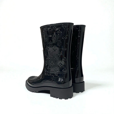 ルイヴィトン LOUIS VUITTON ドロップスライン モノグラム ブーツ ショートブーツ 靴 シューズ ラバー ブラック 黒 ミドル レインブーツ