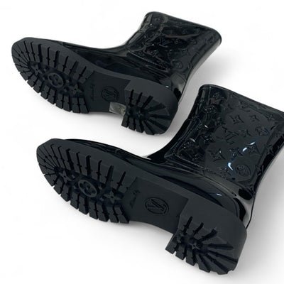 ルイヴィトン LOUIS VUITTON ドロップスライン モノグラム ブーツ ショートブーツ 靴 シューズ ラバー ブラック 黒 ミドル レインブーツ