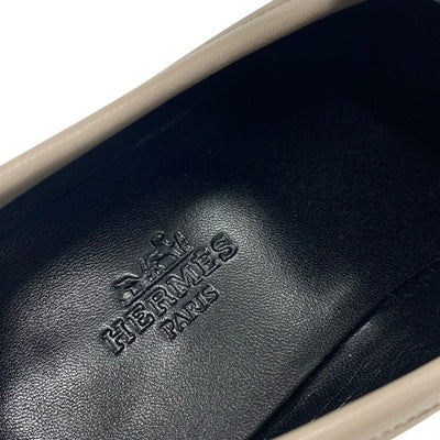 エルメス HERMES ロワイヤル ローファー 革靴 靴 シューズ レザー ベージュ グレー モカシン フラットシューズ H金具 フリンジ