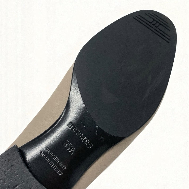 エルメス HERMES ロワイヤル ローファー 革靴 靴 シューズ レザー ベージュ グレー モカシン フラットシューズ H金具 フリンジ