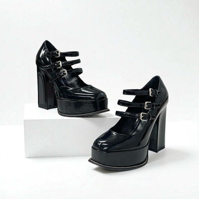 ルイヴィトン LOUIS VUITTON フェイムライン パンプス 靴 シューズ レザー ブラック 黒 LVロゴ ストラップ サンダル プラットフォーム