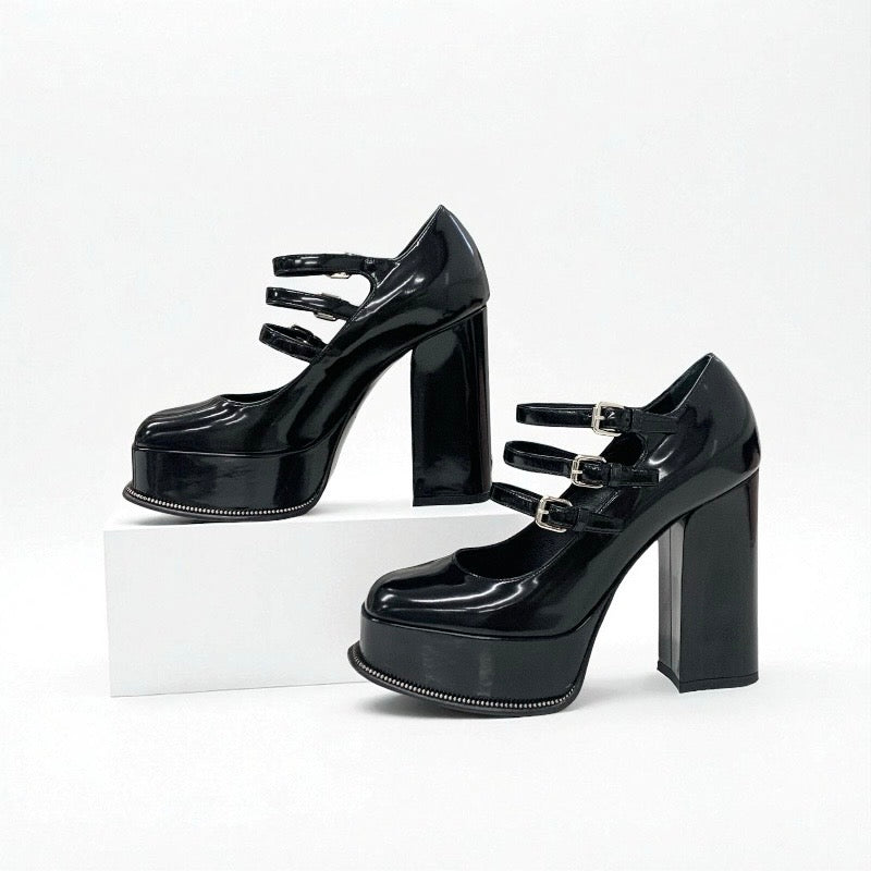 ルイヴィトン LOUIS VUITTON フェイムライン パンプス 靴 シューズ レザー ブラック 黒 LVロゴ ストラップ サンダル プラットフォーム