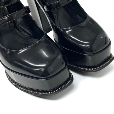 ルイヴィトン LOUIS VUITTON フェイムライン パンプス 靴 シューズ レザー ブラック 黒 LVロゴ ストラップ サンダル プラットフォーム