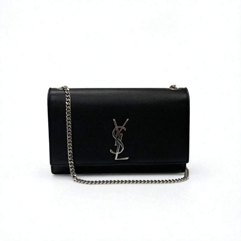 サンローラン SAINT LAURENT バッグ ショルダーバッグ ブラック シルバー ケイト ミディアム レザー YSLロゴ金具 チェーン