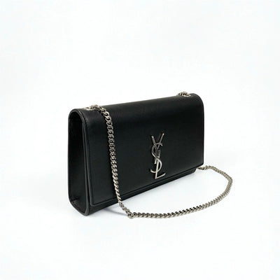サンローラン SAINT LAURENT バッグ ショルダーバッグ ブラック シルバー ケイト ミディアム レザー YSLロゴ金具 チェーン