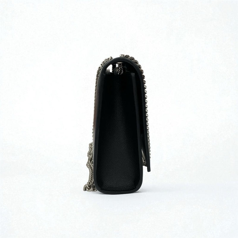 サンローラン SAINT LAURENT バッグ ショルダーバッグ ブラック シルバー ケイト ミディアム レザー YSLロゴ金具 チェーン