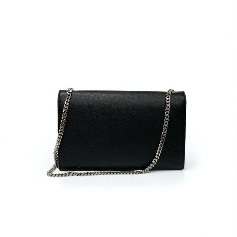 サンローラン SAINT LAURENT バッグ ショルダーバッグ ブラック シルバー ケイト ミディアム レザー YSLロゴ金具 チェーン