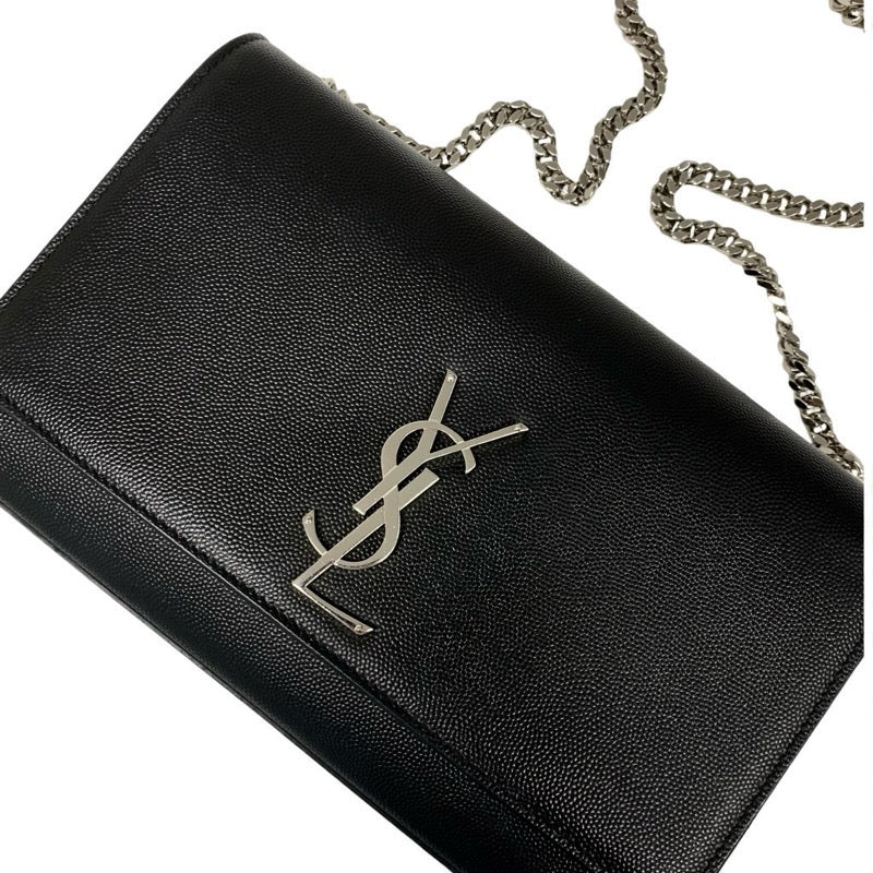 サンローラン SAINT LAURENT バッグ ショルダーバッグ ブラック シルバー ケイト ミディアム レザー YSLロゴ金具 チェーン