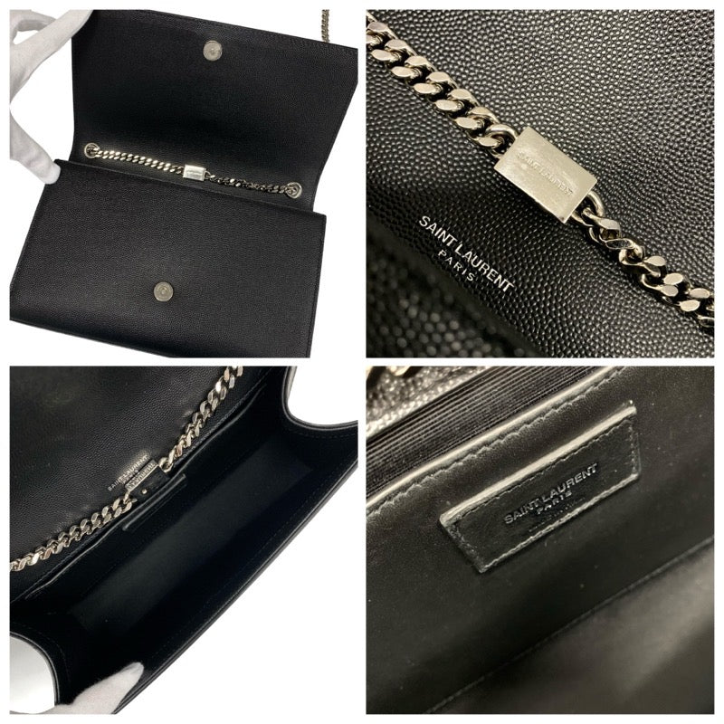 サンローラン SAINT LAURENT バッグ ショルダーバッグ ブラック シルバー ケイト ミディアム レザー YSLロゴ金具 チェーン