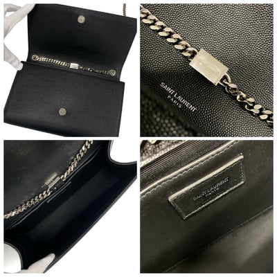 サンローラン SAINT LAURENT バッグ ショルダーバッグ ブラック シルバー ケイト ミディアム レザー YSLロゴ金具 チェーン