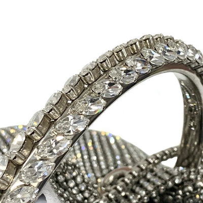 ジミーチュウ JIMMY CHOO ボンボン バッグ ショルダーバッグ シルバー ラインストーン 巾着 チェーン 2WAY ハンドバッグ パーティーバッグ