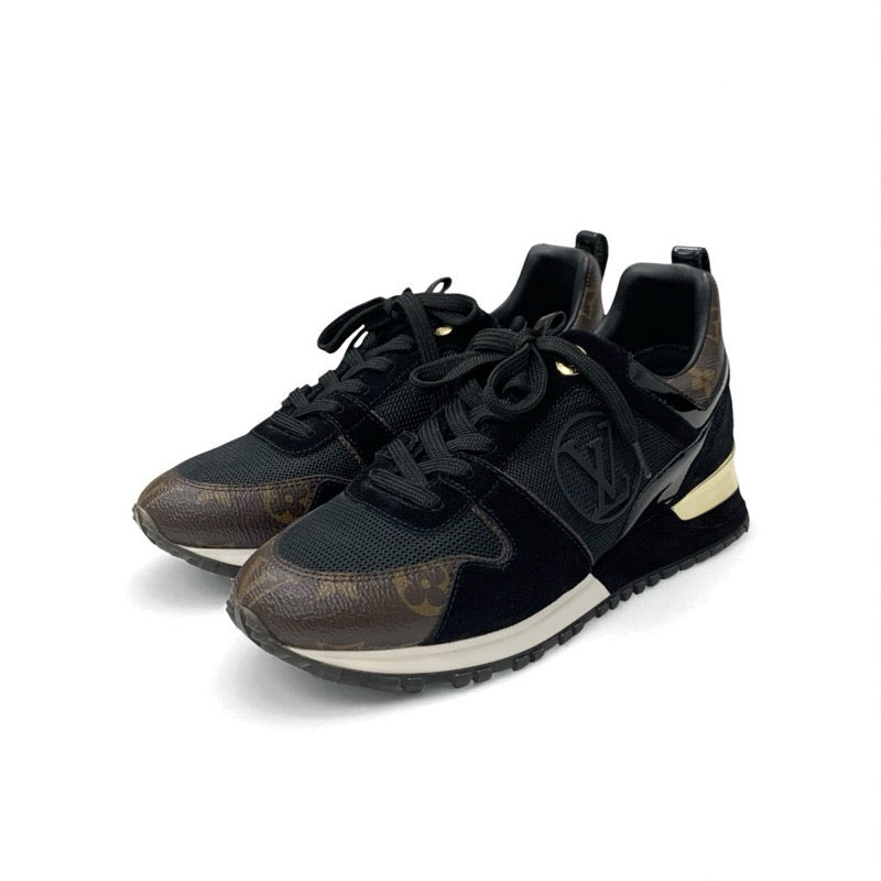 ルイヴィトン LOUIS VUITTON ランアウェイライン モノグラム スニーカー 靴 シューズ レザー ファブリック スエード ブラック ブラウン LVロゴ インヒール