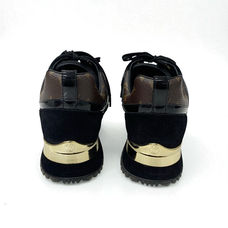 ルイヴィトン LOUIS VUITTON ランアウェイライン モノグラム スニーカー 靴 シューズ レザー ファブリック スエード ブラック ブラウン LVロゴ インヒール