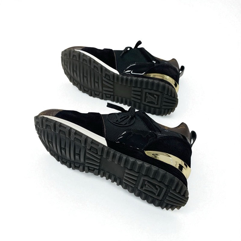 ルイヴィトン LOUIS VUITTON ランアウェイライン モノグラム スニーカー 靴 シューズ レザー ファブリック スエード ブラック ブラウン LVロゴ インヒール