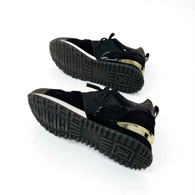 ルイヴィトン LOUIS VUITTON ランアウェイライン モノグラム スニーカー 靴 シューズ レザー ファブリック スエード ブラック ブラウン LVロゴ インヒール