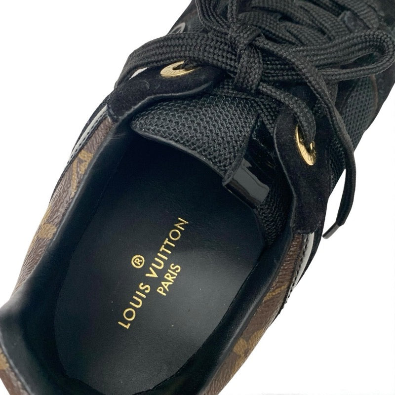 ルイヴィトン LOUIS VUITTON ランアウェイライン モノグラム スニーカー 靴 シューズ レザー ファブリック スエード ブラック ブラウン LVロゴ インヒール