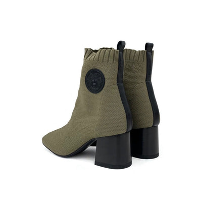 エルメス HERMES ヴォルヴェール ブーツ ショートブーツ 靴 シューズ ファブリック レザー カーキ 未使用 ニット エクスリブリス