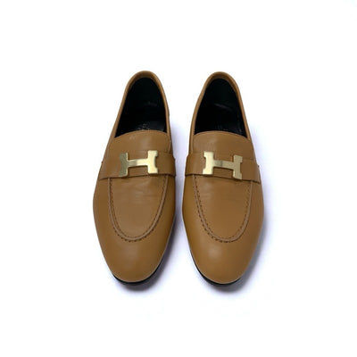 エルメス HERMES パリ ローファー 革靴 靴 シューズ レザー ナチュラル モカシン H金具