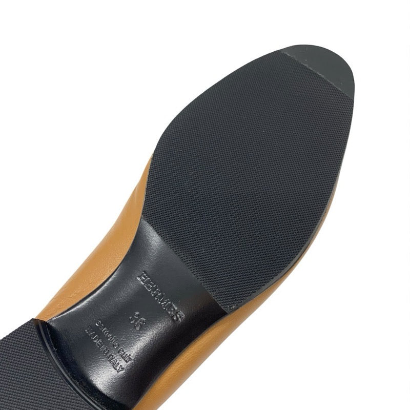 エルメス HERMES パリ ローファー 革靴 靴 シューズ レザー ナチュラル モカシン H金具