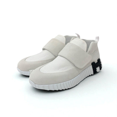 エルメス HERMES H スニーカー 靴 シューズ スエード ファブリック ホワイト 未使用 ベルクロ