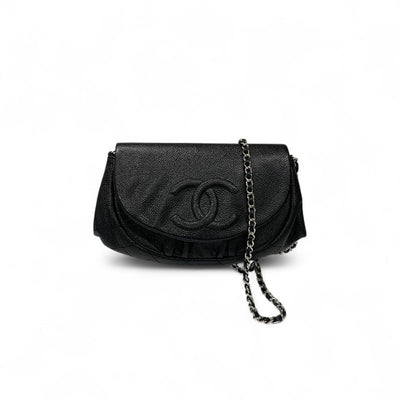 シャネル CHANEL バッグ ショルダーバッグ キャビアスキン ブラック 黒 ココマーク チェーンウォレット ハーフムーン