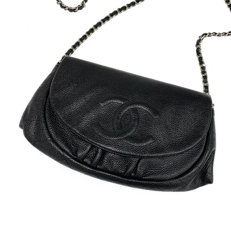 シャネル CHANEL バッグ ショルダーバッグ キャビアスキン ブラック 黒 ココマーク チェーンウォレット ハーフムーン