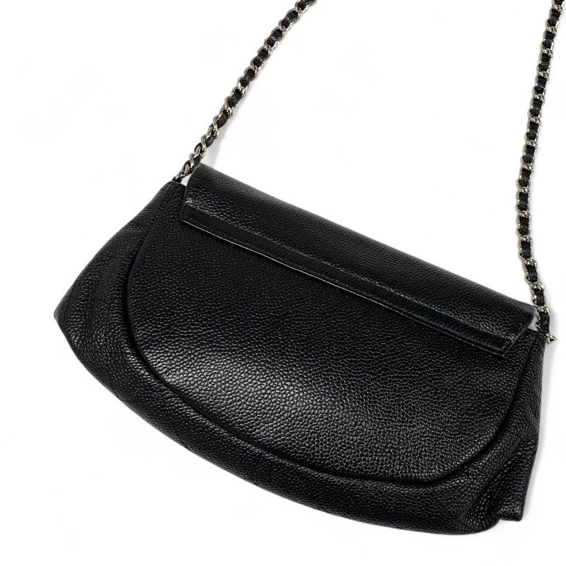 シャネル CHANEL バッグ ショルダーバッグ キャビアスキン ブラック 黒 ココマーク チェーンウォレット ハーフムーン