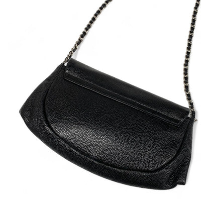 シャネル CHANEL バッグ ショルダーバッグ キャビアスキン ブラック 黒 ココマーク チェーンウォレット ハーフムーン
