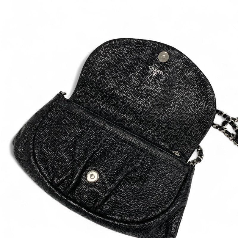 シャネル CHANEL バッグ ショルダーバッグ キャビアスキン ブラック 黒 ココマーク チェーンウォレット ハーフムーン