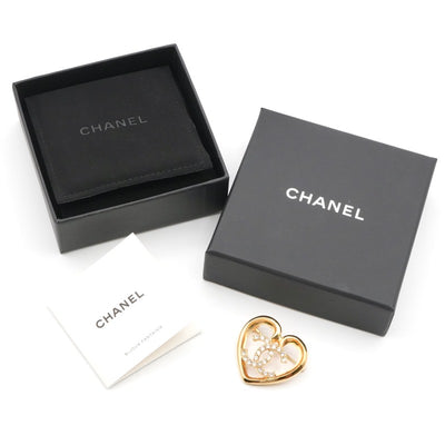 シャネル CHANEL ブローチ コサージュ ゴールド ハート ココマーク ラインストーン